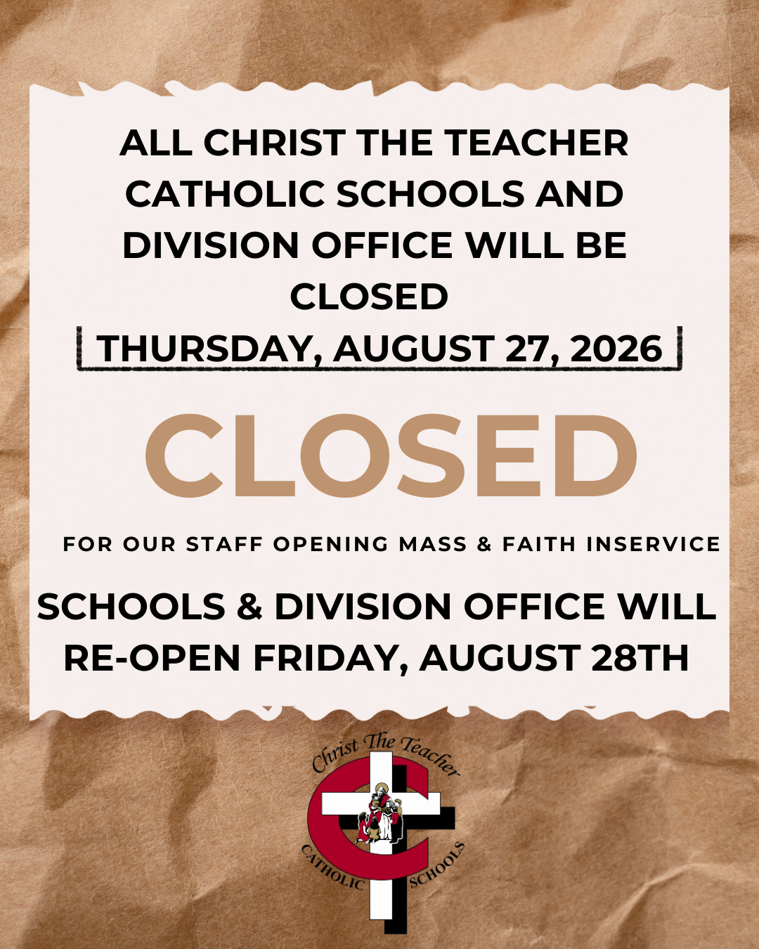 Aug 27 closure